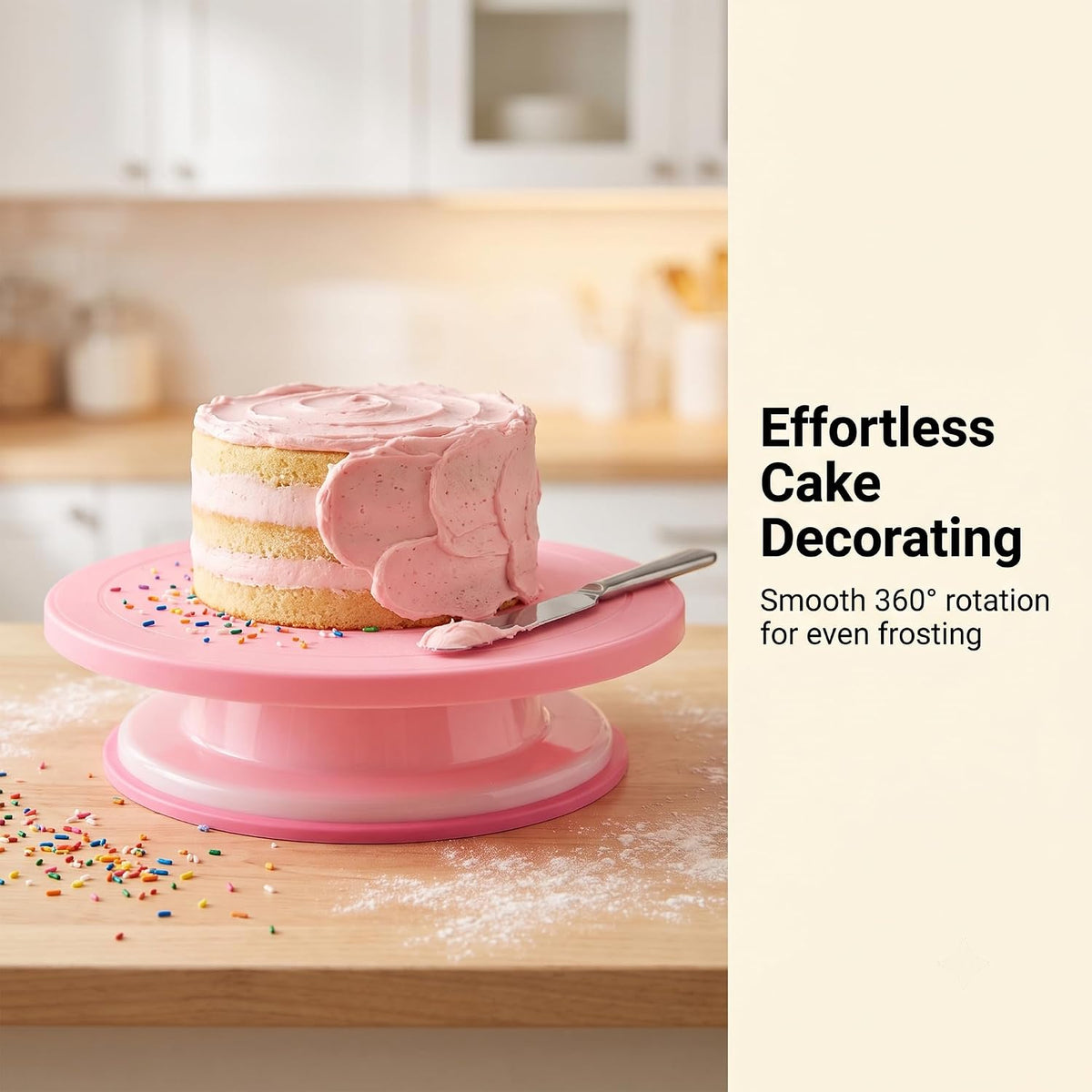 3 Pcs 11 Inch Rotating Cake Turntable, Smooth 360° Revolving Cake Stand