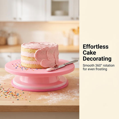 3 Pcs 11 Inch Rotating Cake Turntable, Smooth 360° Revolving Cake Stand