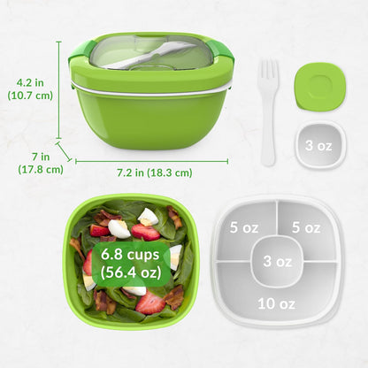 Bentgo Salad Container, Lunch Bowl with 4-Compartment Toppings Tray, 54 oz