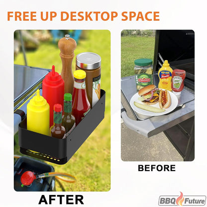 Organizer Kit for Weber Grills - Condiment Caddy, Garbage Bag Holder for Weber Slate Griddle and Spirit Series(2025 Models) Grills, 3400105 Grill Accessories for Works Side Rail, Barbecue Utensils