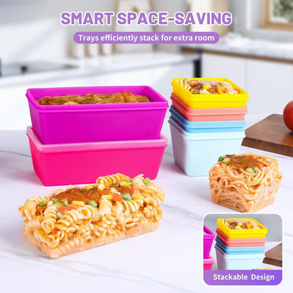 Gemice 1-Cup Silicone Freezer Molds with Lids, Individual 4-Pack Portion Soup Cubes Freezer Trays for Food Storage, Oven & Dishwasher Safe, BPA-Free, Silicone Freezer Containers for Meal Prep