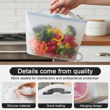 3-Piece Silicone Food Storage Containers Set Leakproof Reusable Kitchen Pantry Freezer Organization Stackable(Transparent)