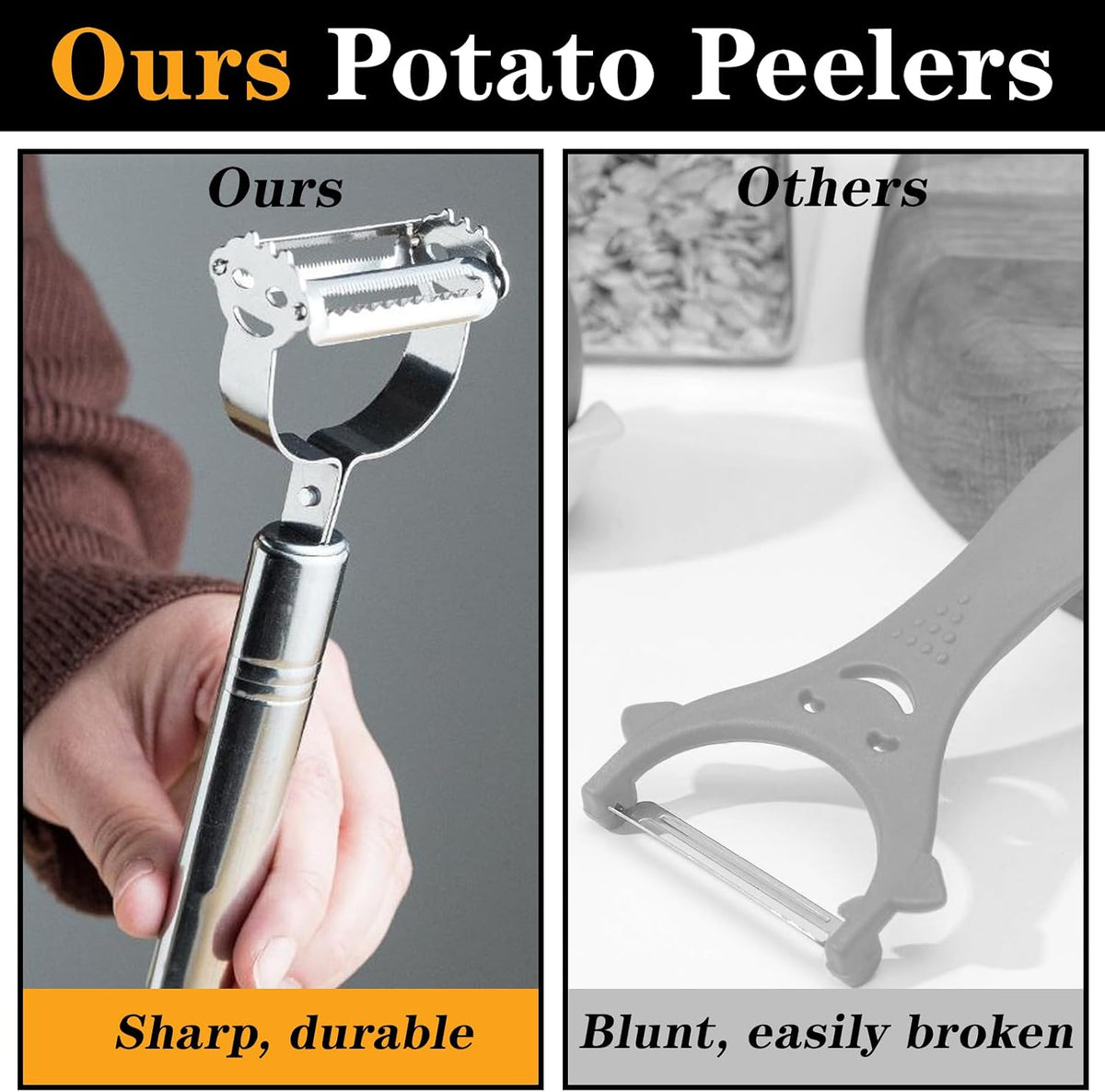 Vegetable Peeler, Multifunction Potato Peelers Stainless Steel Julienne Peeler for Carrots Potatoes Cucumber Squash Melons Fruit