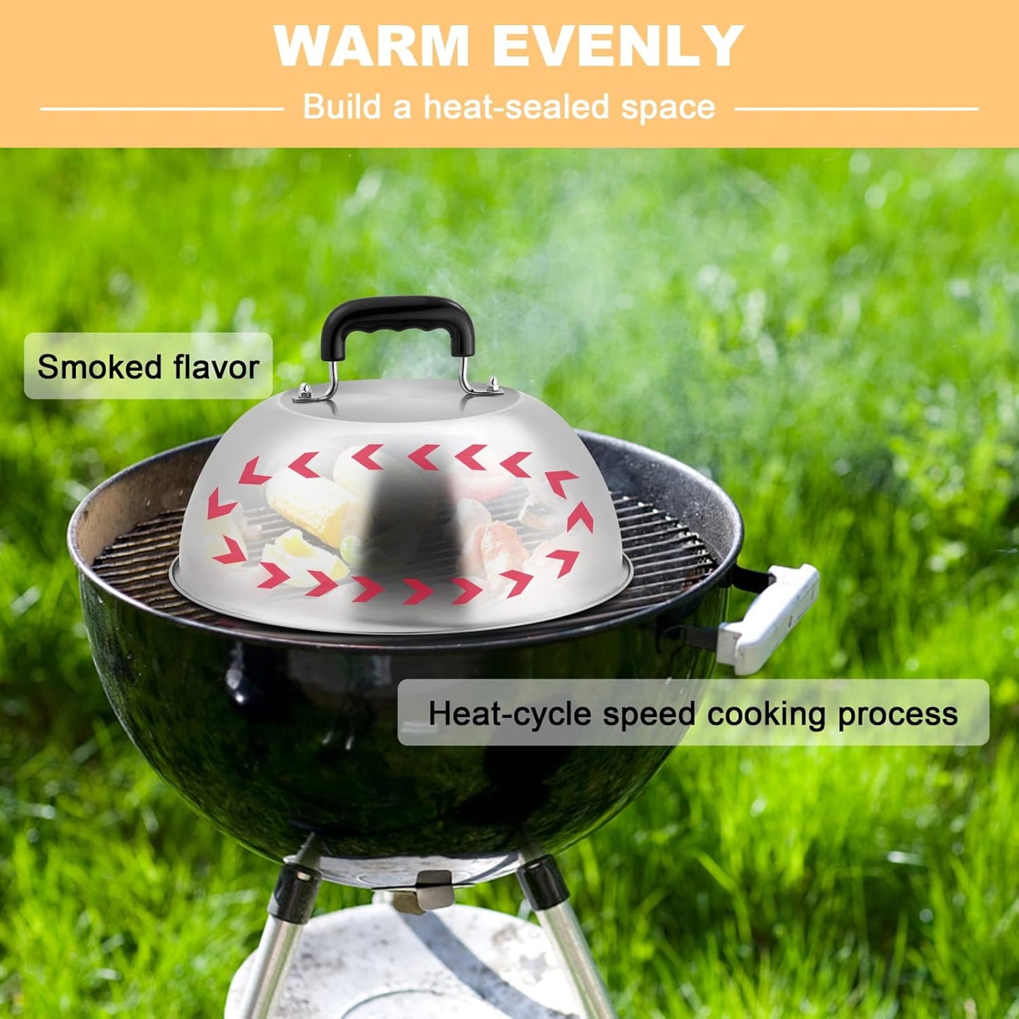 HaSteeL Cheese Melting Dome Set of 2, 12 Inch Round Basting Cover Metal Steam Cover, Stainless Steel Griddle Accessories for Flat Top Grill/Outdoor BBQ/Kitchen Cooking