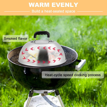 HaSteeL Cheese Melting Dome Set of 2, 12 Inch Round Basting Cover Metal Steam Cover, Stainless Steel Griddle Accessories for Flat Top Grill/Outdoor BBQ/Kitchen Cooking