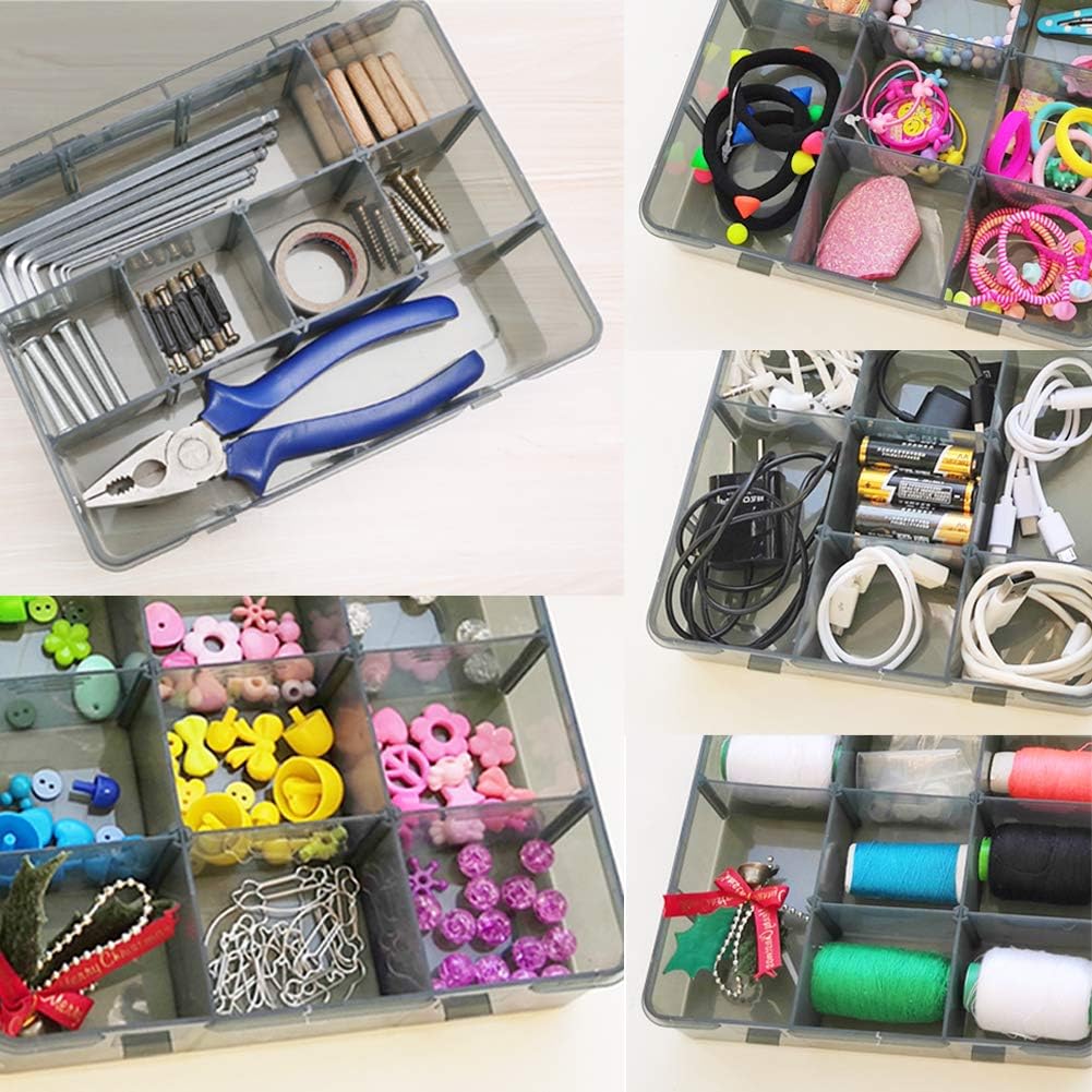 Vidifor 9 Grids Art Craft Supply Organizer Storage Containers, Compartment Storage Box with Removable Dividers for Jewelry, Beads, Buttons, Small Parts