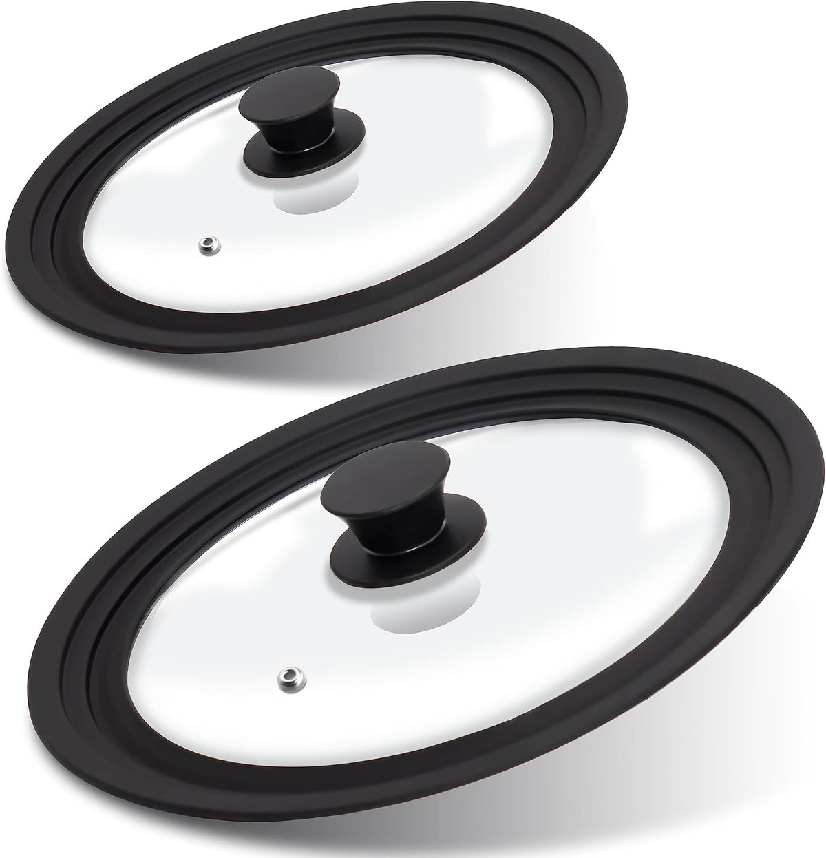 Lerykin Tempered Glass Lid - Universal Lid with Heat Resistant Silicone Rim for Pots, Pans and Skillets - Pan Cover Replacement Lid Fits 9.5", 10" and 11" Diameter Cookware