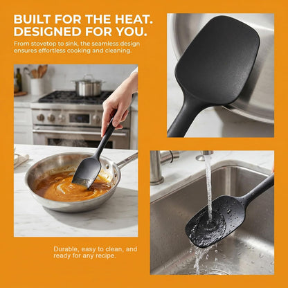 Silicone Spatula Set 9Pcs, Heat Resistant 572°F, Durable One-Piece Design, BPA-Free for Baking, Cooking, and Mixing Non Stick Dishwasher Safe, Black