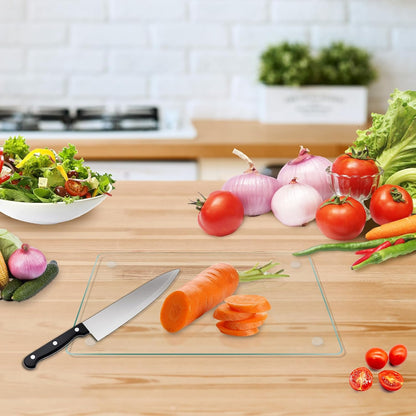 Glass Cutting Boards for Kitchen,Clear Tempered Cutting Board for Countertop,Non-slip Chopping Board,Table protection, Heat Resistant, Shatter Resistant, Set of 4