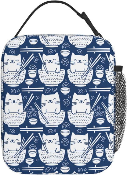 Reusable Sea Otter and Water Lily Lunch Box for Kids Girls Boys Women Adult, Insulated Cute Lunch Bag,Polyester Cooler Handbags Case for School Picnic Work Travel Outdoor Beach or Hiking