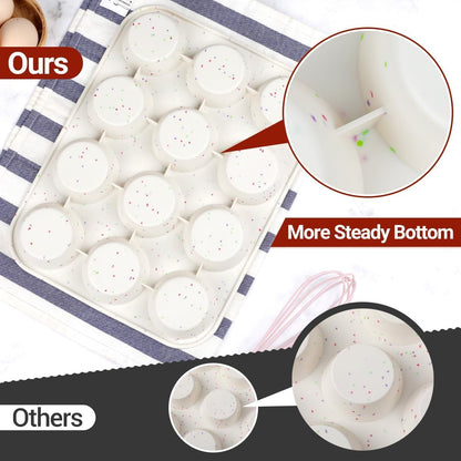 CAKETIME Silicone Mini Muffin Pan, 24 Cups Nonstick Mini Cupcake Pan for Baking Muffin, Cupcake, Egg Bites, Fat Bomb, 1 Pack Confetti