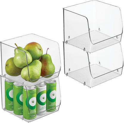 iDesign Open-Front Storage Bin - All-Purpose Bin for Kitchen, Bathroom, or Office - Clear - Made in USA