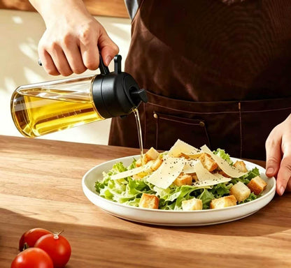 AT-VALY 2-in-1 Oil Sprayer for Cooking, 16oz Glass Oil Dispenser, Black