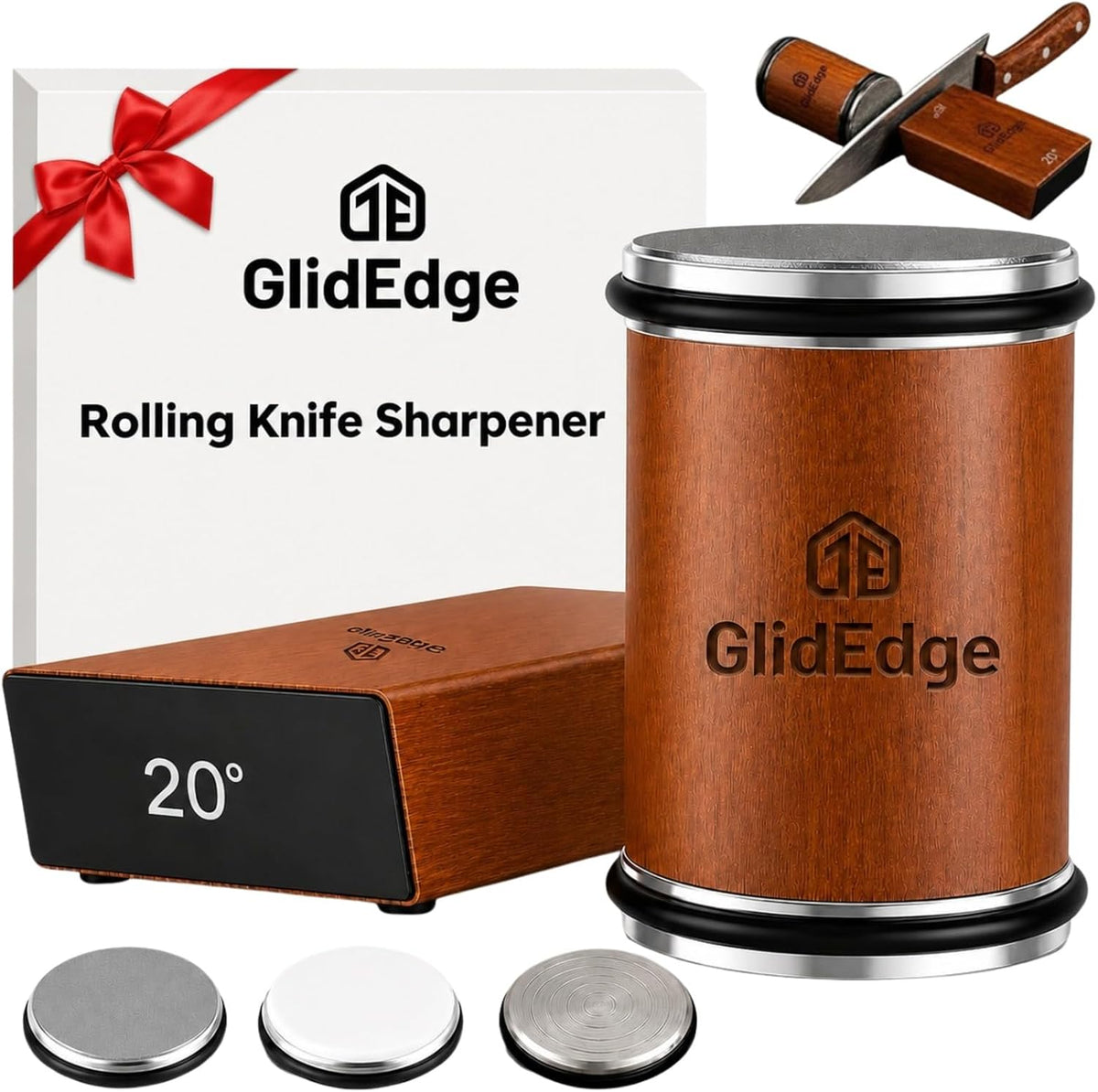 Rolling Knife Sharpener with Diamond, Ceramic & Stainless Steel Discs