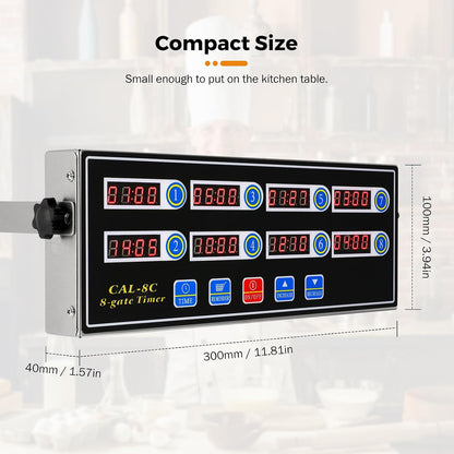 BEAMNOVA 8-Channel Digital Kitchen Timer, Commercial Timer for Restaurant