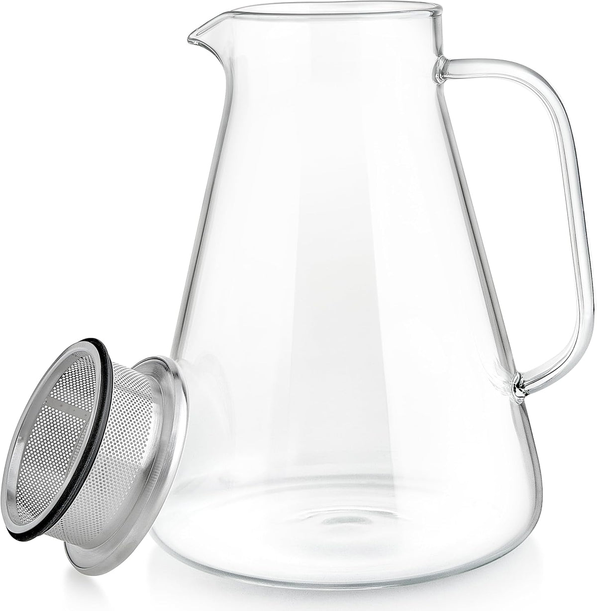Teabloom One-Touch Tea Maker, 2-in-1 Teapot and Kettle with Stainless Steel Filter Lid for Loose Tea – Stain-Free Borosilicate Glass Teapot (27 Oz) – Tea Connoisseur's Choice
