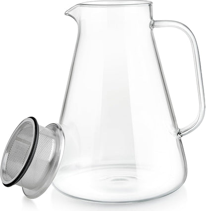 Teabloom One-Touch Tea Maker, 2-in-1 Teapot and Kettle with Stainless Steel Filter Lid for Loose Tea – Stain-Free Borosilicate Glass Teapot (27 Oz) – Tea Connoisseur's Choice