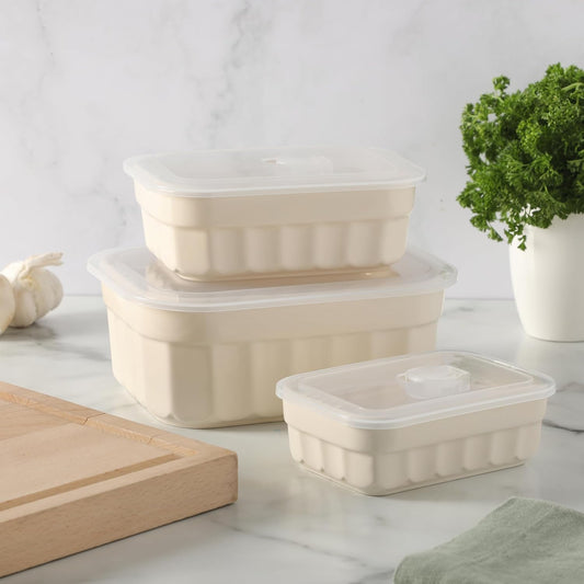 Martha Stewart Shadowbrook 5-Piece Borosilicate Glass Storage Container Set – Airtight Locking Lids, 21.6 oz Meal Prep, Leftover & Lunch Containers, Microwave, Oven & Dishwasher Safe