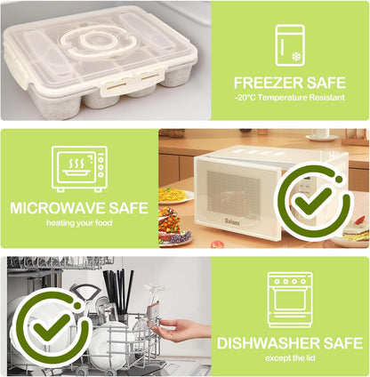 Snackle Box Containers with 2 Sauce Pots - Quality PET Material Snackle Container, 10 Compartments,Portable Snack box for Picnic, Camping, Party(White)