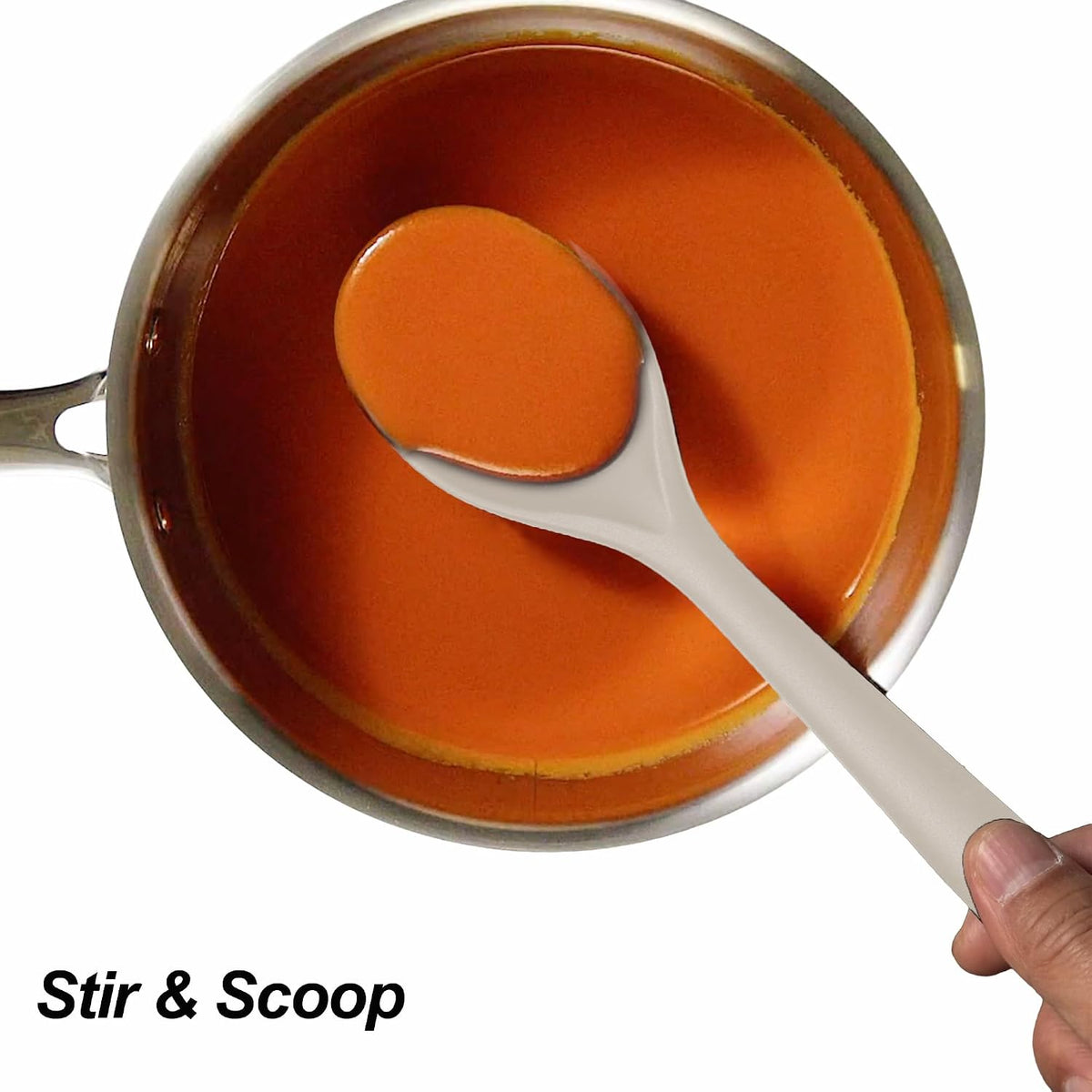 VOVOLY Silicone Spoons for Cooking, Solid & Slotted Spoon Set, Med, Black