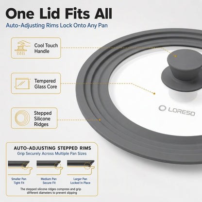 Universal Lid for Pots, Pans & Skillets, 7.5-11.5" Cookware