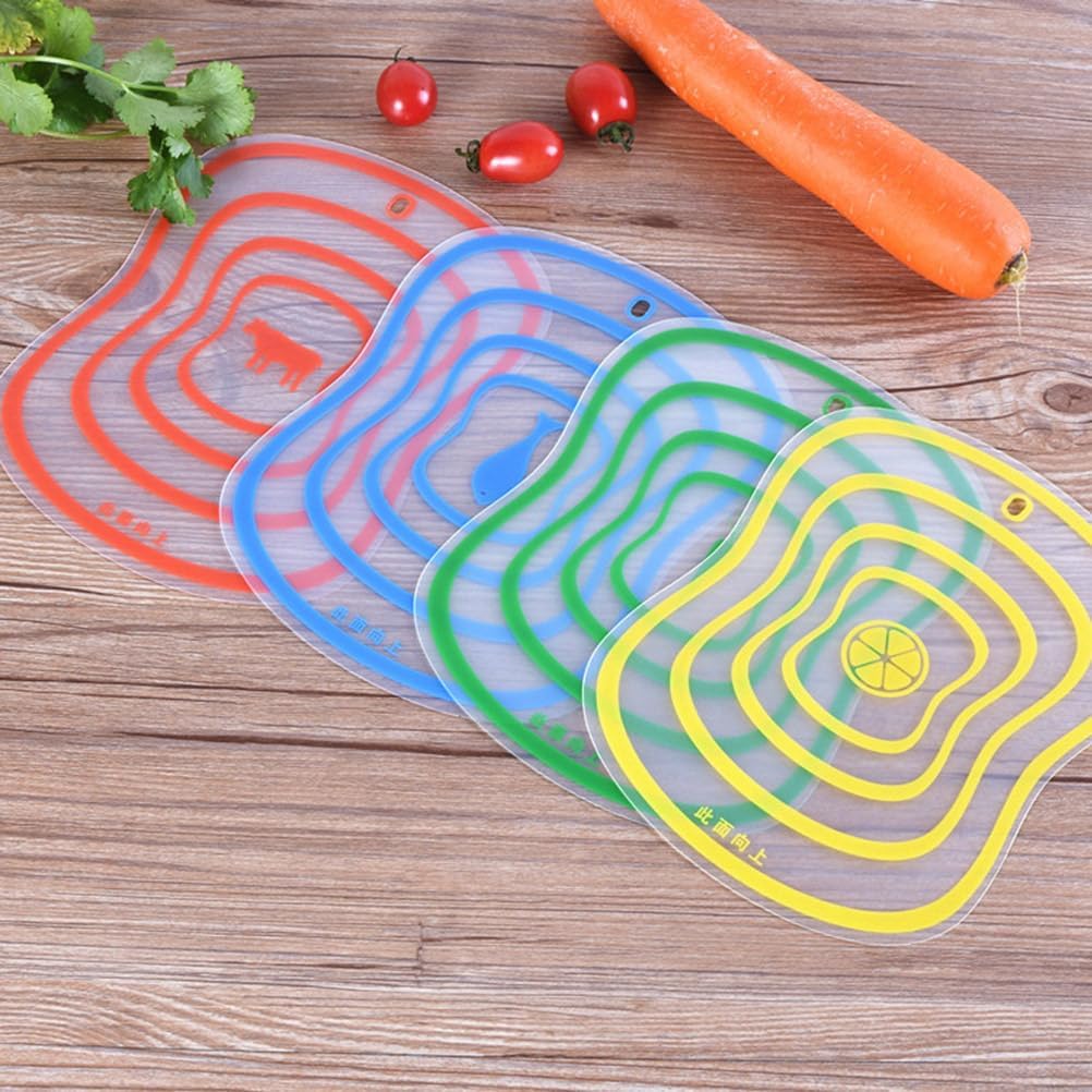 Zerodeko Anti-Slip Flexible Cutting Board Set 4-Pack 7.87X5.82X0.07 Inch Portable Plastic Chopping Boards for Kitchen Food Prep Non-Slip Mats