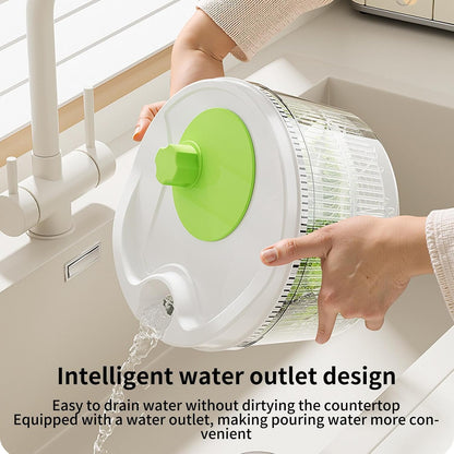 Salad Spinner, Manual Crank Fruit Washer Bowl With Drain Spout Serving Bowl