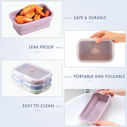 Mifoci 6 Pcs Silicone Containers for Food Collapsible Food Storage Containers with Airtight Lids Stacking Leftover Foods Storage Lunch Box for Freezer Microwave Dishwasher Safe(Morandi,18.6 oz)