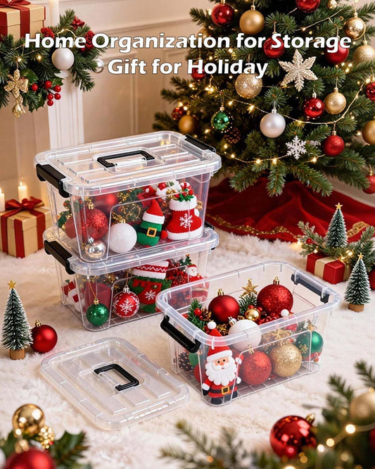 NUMIFUN 7Qt Clear Plastic Storage Bins with Lids,6 Pack | Stackable organizing totes with buckle latches & handles.Dust-proof clear design for home,office & pantry space saving