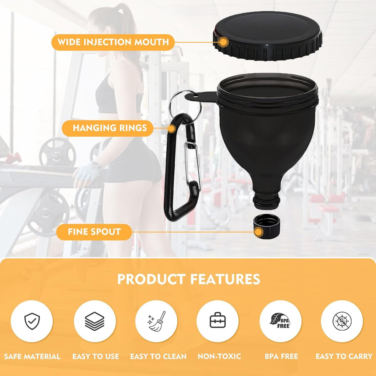 2 Pcs Protein Powder Funnel, 50ml Protein Powder Travel Container