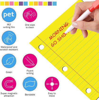 Crtiin 6 Pieces Magnetic to Do List for Fridge 8 x 10.5 Inch Colourful Dry Erase Magnetic Sheet Set with 6 Pieces Markers and 2 Pieces Dry Erase for Grocery Weekly Meal Planner Whiteboard