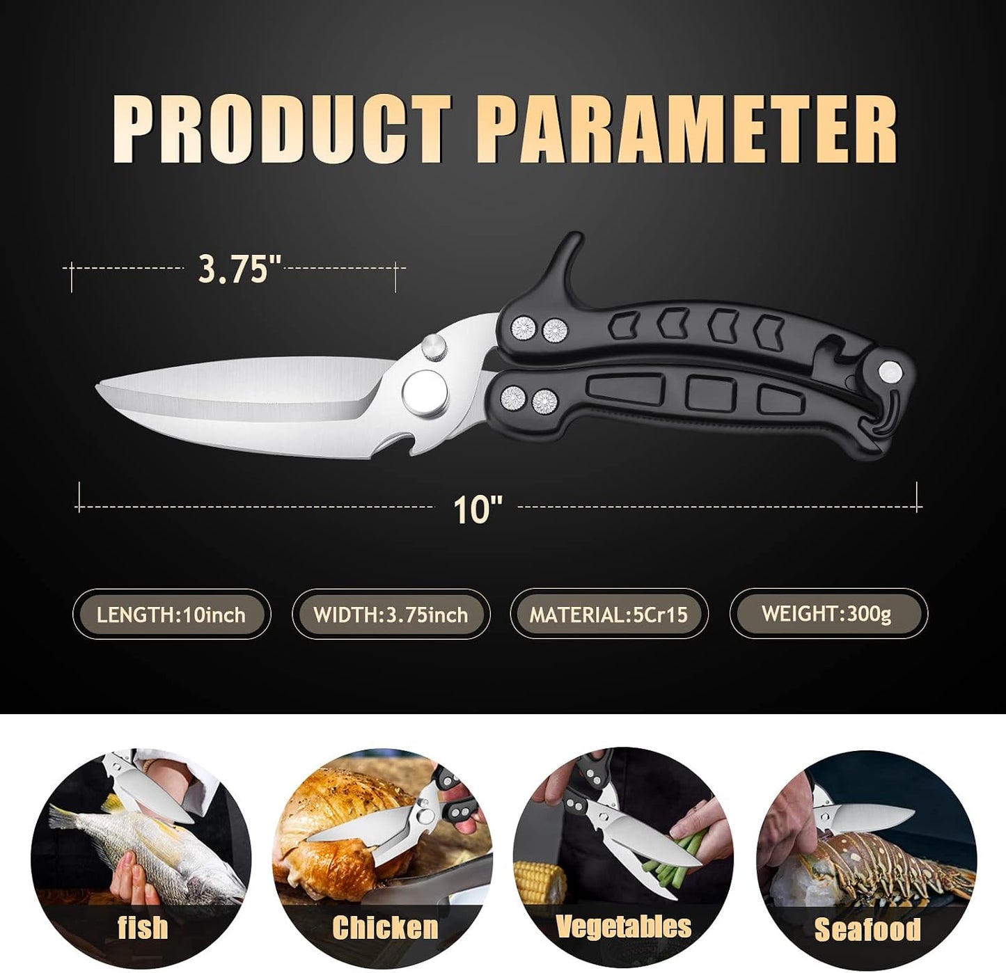 DRAGON RIOT Heavy Duty Poultry Shears - A Must Have Kitchen Shears for Chicken and Meat Cutting - Dishwasher Safe and Stainless Food Kitchen Scissors for Thanksgiving