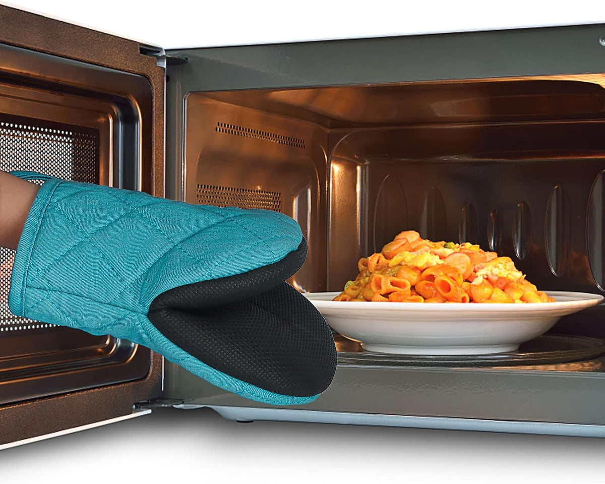 Goldmeet Mini Oven Mitts 2-Pack, 7"x5.5", 500°F Silicone Grip, Gray