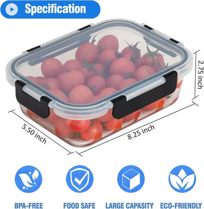 10-Pack Meal Prep Containers with Snap Locking Lids, Glass Airtight Lunch, Food Storage Containers, Microwave, Oven, Freezer and Dishwasher Friendly, Gray