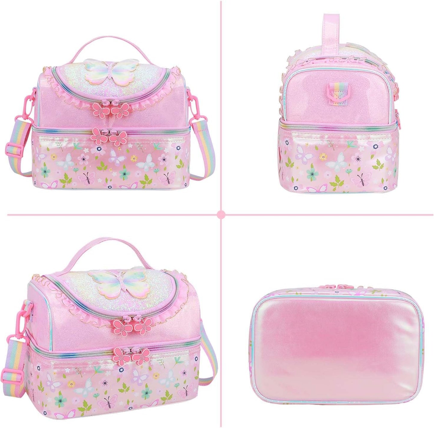 RHCPFOVR Kids Lunch Bag - Double - Decker Cooler Insulated Lunch Box for Boys Girls,Washable Lunch Bag with Strap and Reusable Toddler Lunchbox for School and Daycare