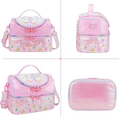 RHCPFOVR Kids Lunch Bag - Double - Decker Cooler Insulated Lunch Box for Boys Girls,Washable Lunch Bag with Strap and Reusable Toddler Lunchbox for School and Daycare
