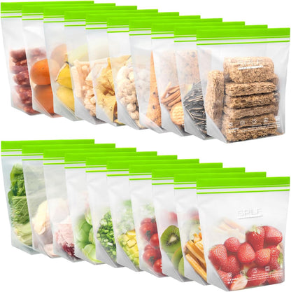 SPLF 12 Pack Reusable Gallon Freezer Bags Dishwasher Microwave Safe, 1 Gallon BPA Free Leakproof Food Storage Bags, Silicone Free Containers for Meal Prep, Fridge Kitchen Organization