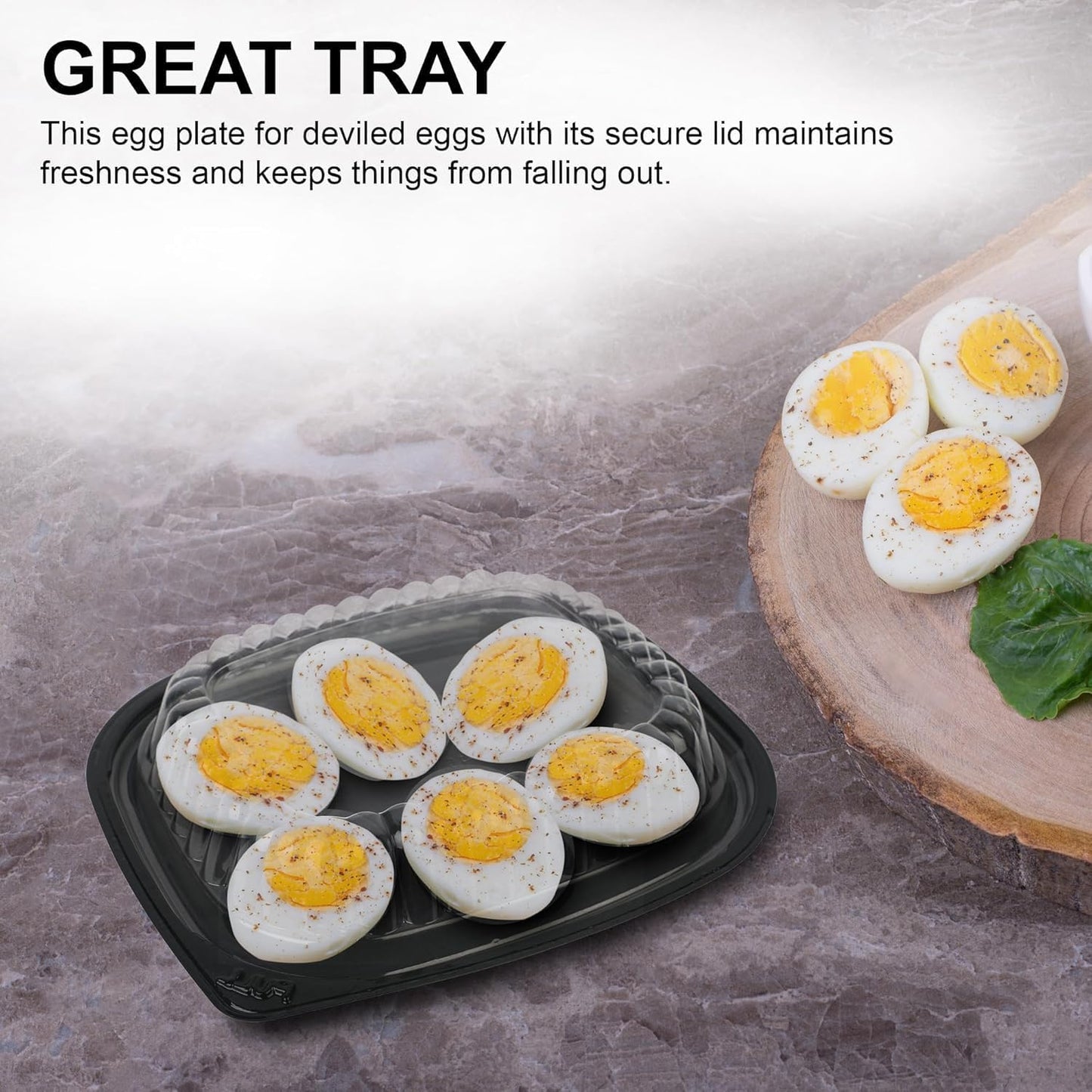 MT Products Clear Deviled Egg Containers Holds 12 Eggs 10.2" x 7.4" x 1" - Durable Egg Platter Tray (Pack of 12) - Made in the USA