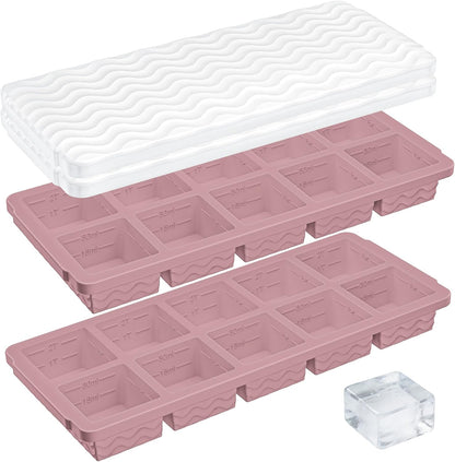 Silicone Freezer Trays with Lid for Soup, 1-Cup & 2-Cup Large Ice Cube Molds Food Storage Containers for Meal Prep, Freeze 500mL/250mL/125mL Portions – 2 Pack