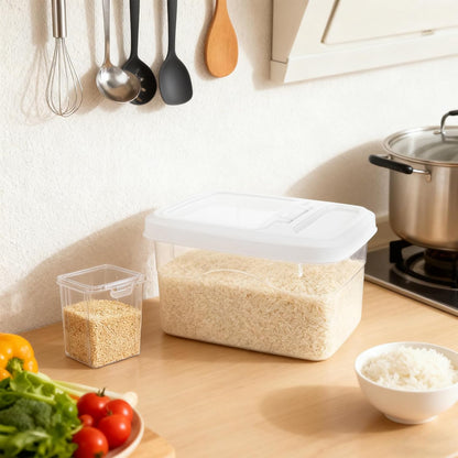 16lb Rice Storage Container and 3lb Storage Bin Set, Rice Container Airtight Grain Dispenser Kitchen Pantry Organizer Pet Dog Cat Food Container for Dry Food Cereal Grain