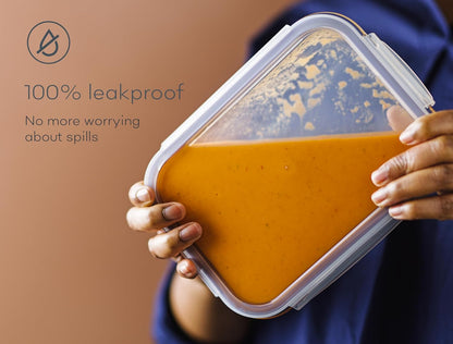 Glass Food Storage Containers with Lids| 3 Pack Square Set 27oz/3.4cup | Glass Meal Prep Containers | Non-Toxic & Airtight | Glass Containers with Lids | Oven, Freezer & Dishwasher Safe