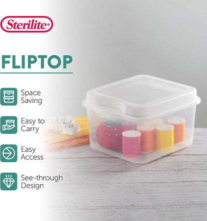 Sterilite 12-Pack FlipTop Stackable Rectangular Storage Bin with Hinging Lid, Clear