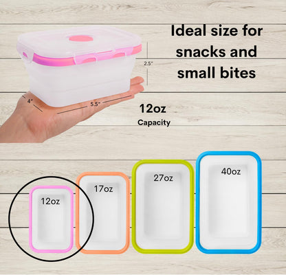 ECOBERI Collapsible Silicone Food Storage Containers, BPA Free, Microwave, Freezer and Dishwasher Safe, Lunch, Meal Prep, Travel, Space-Saving