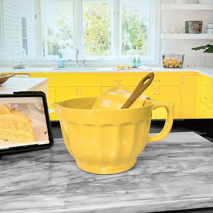 UP 4.3 Quart Latte Style Melamine Batter Bowl with Pour Spout and Handle, Professional Mixing Bowl with Non-Slip Base, Ideal for Pancake and Cake Batter, 11.5 x 8.75 Inch, Mint Blue