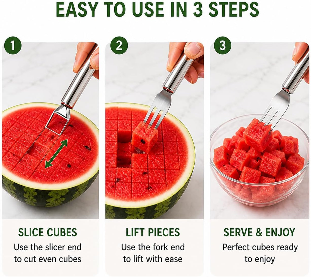 2 in 1 Stainless Steel Watermelon Slicer Fork
