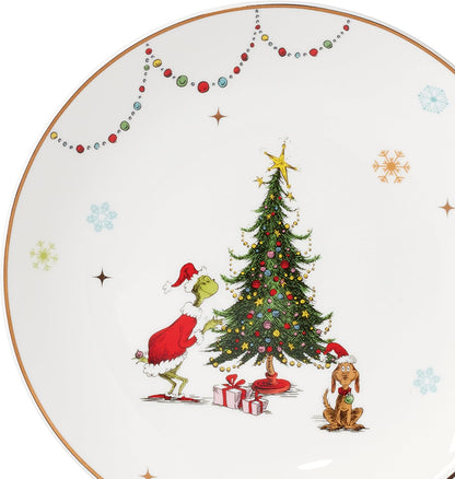 Lenox 898096 Merry Grinchmas Chip & Dip Bowl, Christmas Dishes, Festive Holiday Serveware