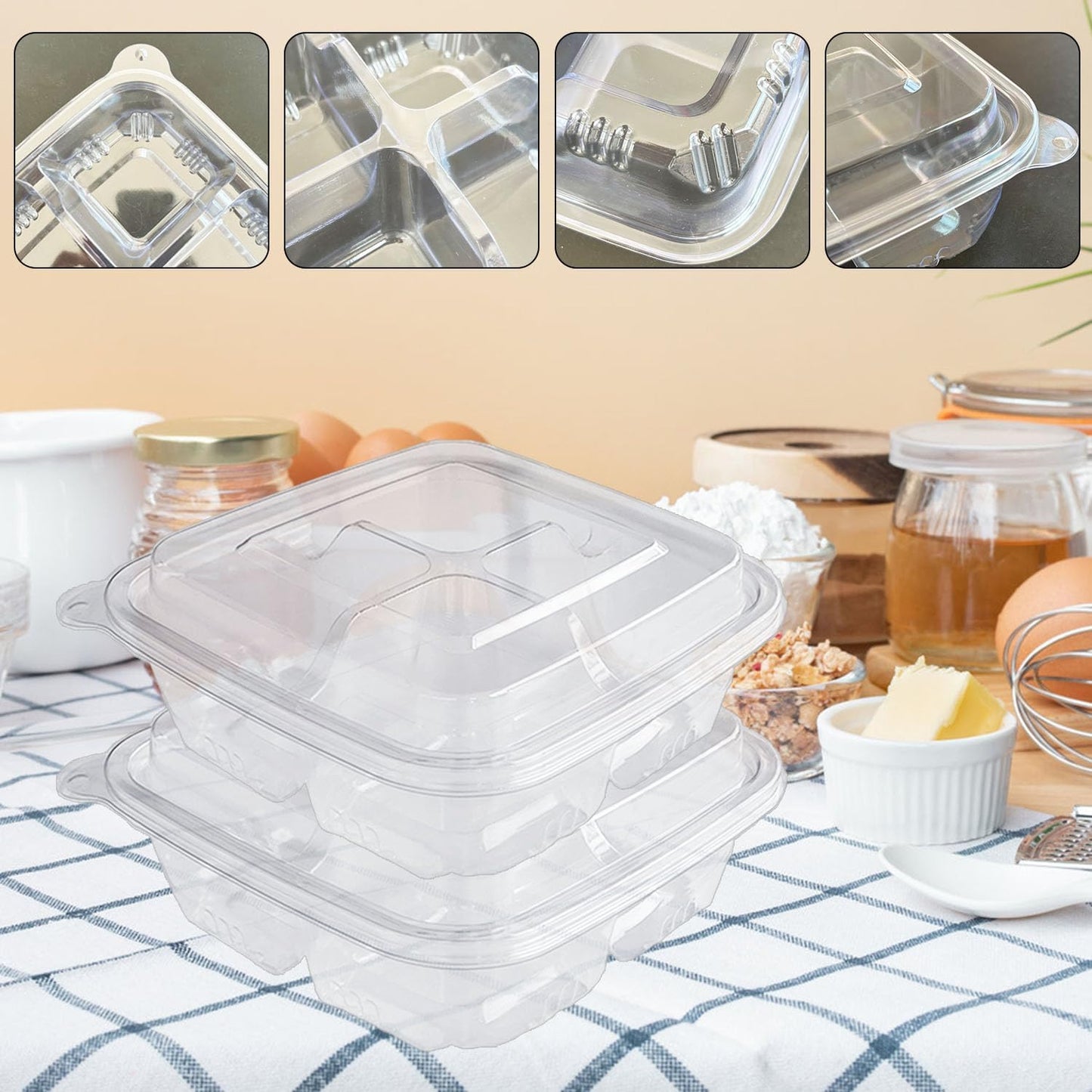 Haawooky 30 Pack Bento Snack Containers,2 compartments Lunchable Containers with Lids,Divided Food Containers for School, Work and Travel