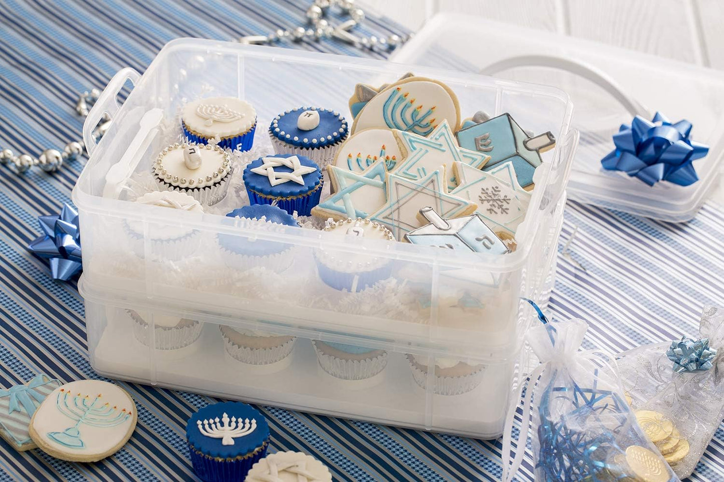 Snapware (2-Layer, 24 Cupcakes Plastic Detachable Cupcake Carrier Storage Container With Lid and Handle, Freezer Dishwasher Microwave Safe