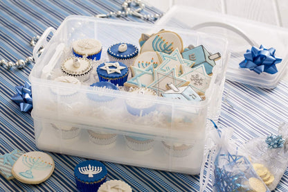 Snapware (2-Layer, 24 Cupcakes Plastic Detachable Cupcake Carrier Storage Container With Lid and Handle, Freezer Dishwasher Microwave Safe