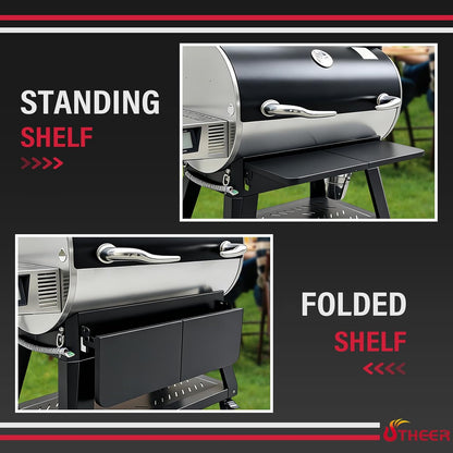 Upgraded Grill Table for Weber Kettle 22"/18"/26", Master Touch 22", Smokey Mountain, Recteq Pellet Grill RT-B380, Prep Station with Cutting Board, Basin, 4 Hooks, Shelf for Weber Kettle Accessories